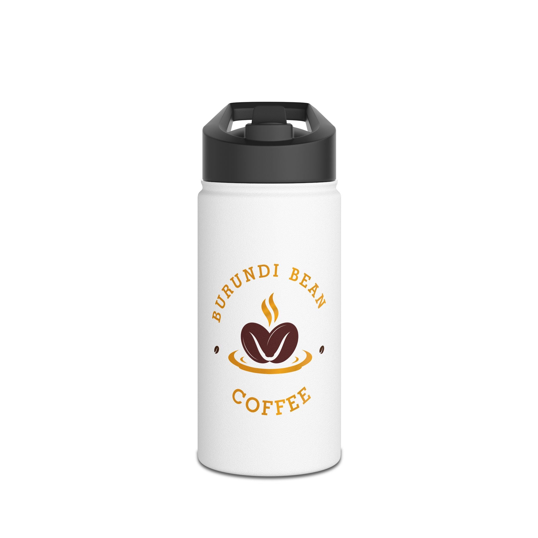 Burundi Bean Coffee Stainless Steel Water Bottle — Insulated Travel Bottle with Standard Lid