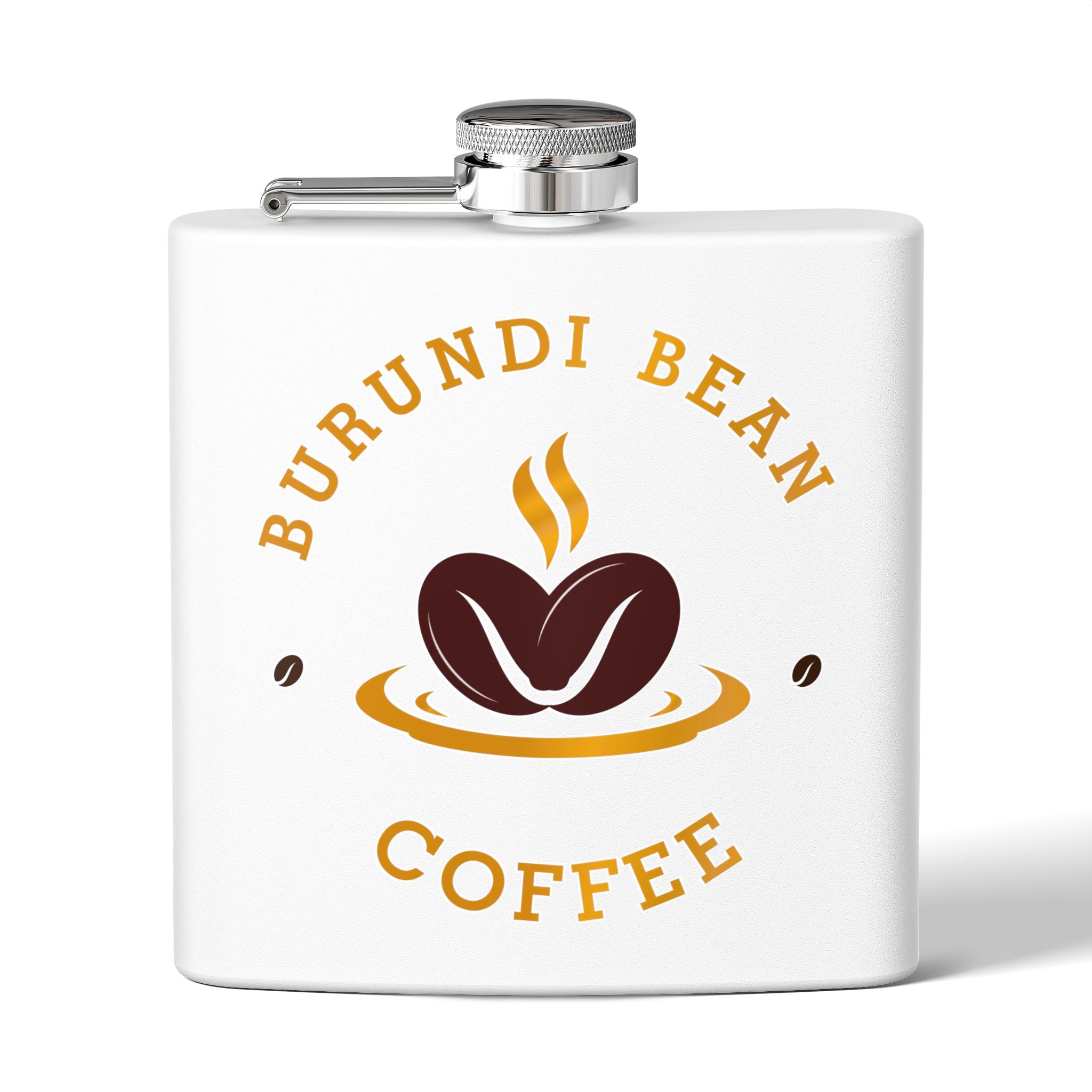 Coffee Flask - "Burundi Bean Coffee" 6oz Stainless Steel Hip Flask